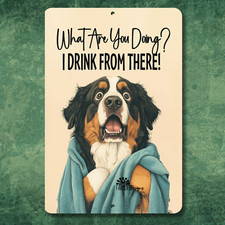 Bernese Mountain Dog Bathroom Sign drink toilet bath funny metal tin wall art