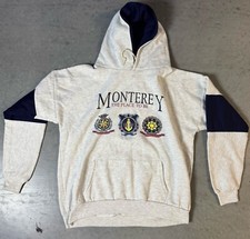 Vintage NOS 80’s Monterey Bay CA 1/4 Hoodie Sweatshirt Made In USA Size XL