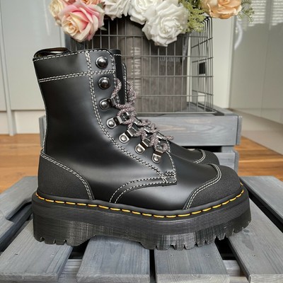 Dr Martens Botas Negro Cuero Liso Doble Moreno plataforma UK 3 EU 36 nos 5  Rara | eBay