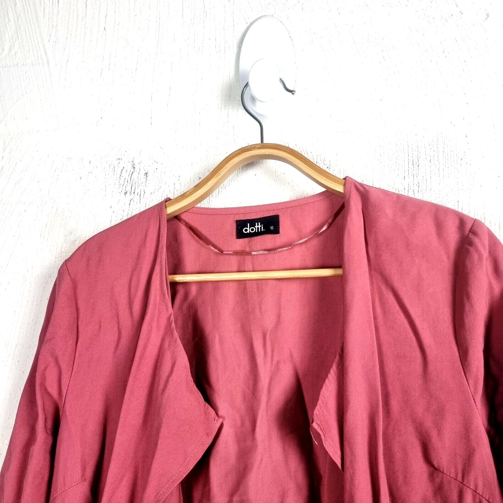 DOTTI Womens Jacket Size 10 Pink 3/4 Sleeve Open Drape Front Lightweight 