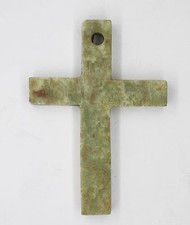 Soapstone Hand Cut Latin Cross. Made by hand in India. Drilled Hole. 2 inches.