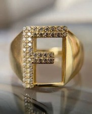 1.20Ct Round Cut Tester Pass Moissanite 14K Yellow Gold Plated Mens F Ring