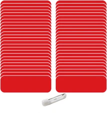 50 BLANK 1 X 3 RED / WHITE NAME BADGE KIT (A) TAGS 1/4" CORNERS PINS LABELS