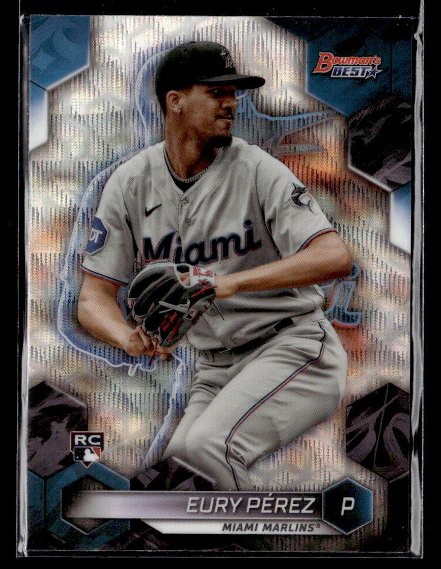 Eury Pérez RC - 2023 Bowman's Best Wave Refractors Rookie #34 Miami Marlins