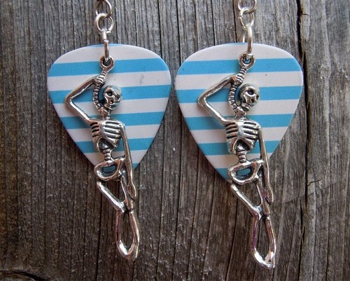 Hanging Skeleton Guitar Pick Earrings - Pick Your Color - Picture 6 of 21