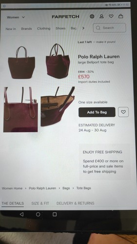 Ralph Lauren Polo Bell Port Burgundy Suede Large Tote Bag RRP £800 Bnwt 👜 - Picture 4 of 15