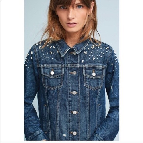Letterpress Pearl Denim Jacket Size 