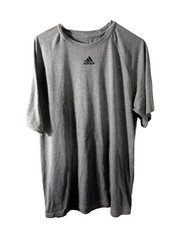 Adidas Mens T-Shirt Tee M ClimaLite Grey Workout Crewneck Short Sleeve Shirt