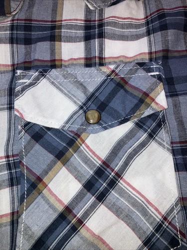 Wrangler Jean Co Premium Quality XL Pearl Snap Button Down Blue Plaid - Picture 3 of 7
