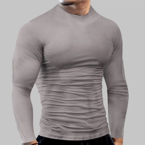 Men's Fitness Sports Quick Drying Tops Slim Fit Long Sleeve T Shirt Solid Blouse - Picture 18 of 54