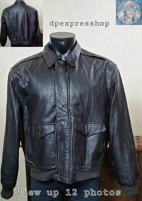 Durkee's Express VTG Deep Brown Leather Bomber Flight Men's Jacket Sz L