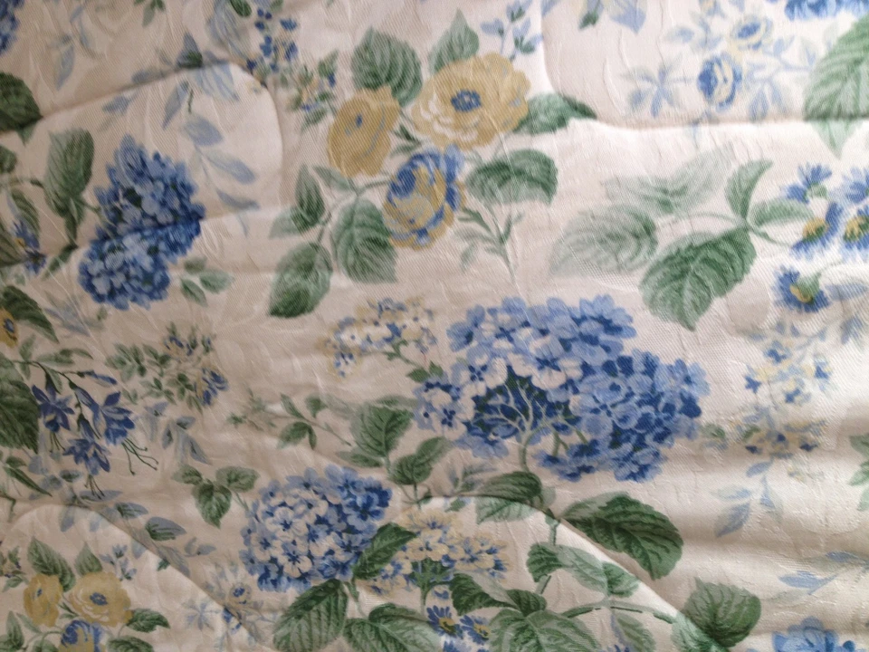WAVERLY QUEEN BEDDING COMFORTER SET FLORAL Hydrangea Blue Green "Westbourne" - Image 2 of 4