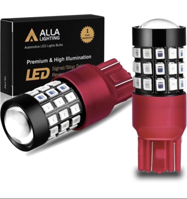 Alla Lighting 7440 7443 LED Strobe Brake Lights Bulbs Pure Red Upgraded Version