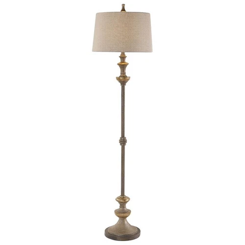 Uttermost Vetralla Steel Resin and Fabric Floor Lamp in Silver and Bronze - Picture 2 of 5