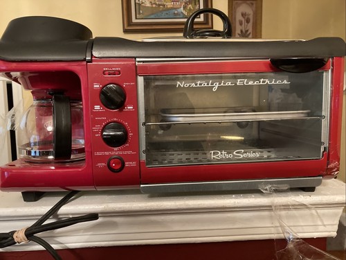 Nostalgia Breakfast Station BST3RR 3-In-1 Family Size Multi-Function, Retro Red - Picture 2 of 12