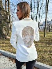 Women Suit Blazer Jacket , Circonia Embellishment , Cotton