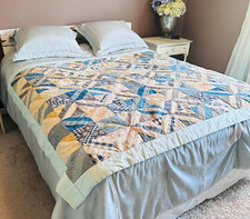 vtg handmade quilt made from flour sack materail 60" x 70"