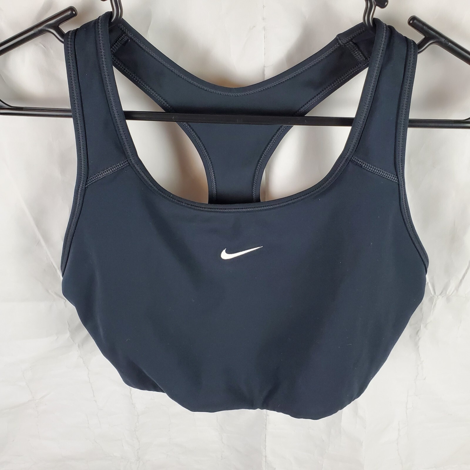 Nike Sports Bra Womens Large Black Dri-Fit Racerback Athletic Training Shirt Gym-image