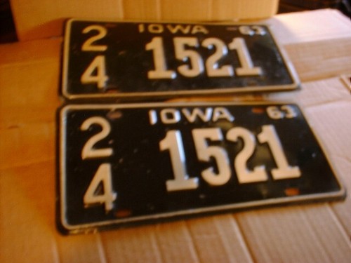 Iowa PAIR 1963---CRAWFORD  COUNTY 24 DENISON-----License Plate PAIR 1521 - 第 1/6 張圖片