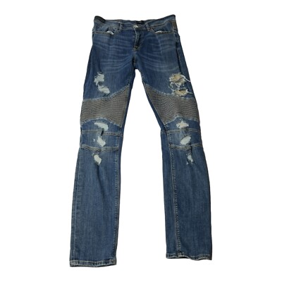 River Island Men's Skinny Stretch Danny distressed Blue Denim Jeans W32 L32 