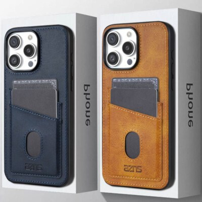Hülle für iPhone 16 15 Pro Max 16E 14 13 12 11 Leder Kartenschlitz Tasche Case