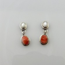 One of a Kind Spiny Oyster Mother of Pearl Sterling Silver Post Earrings