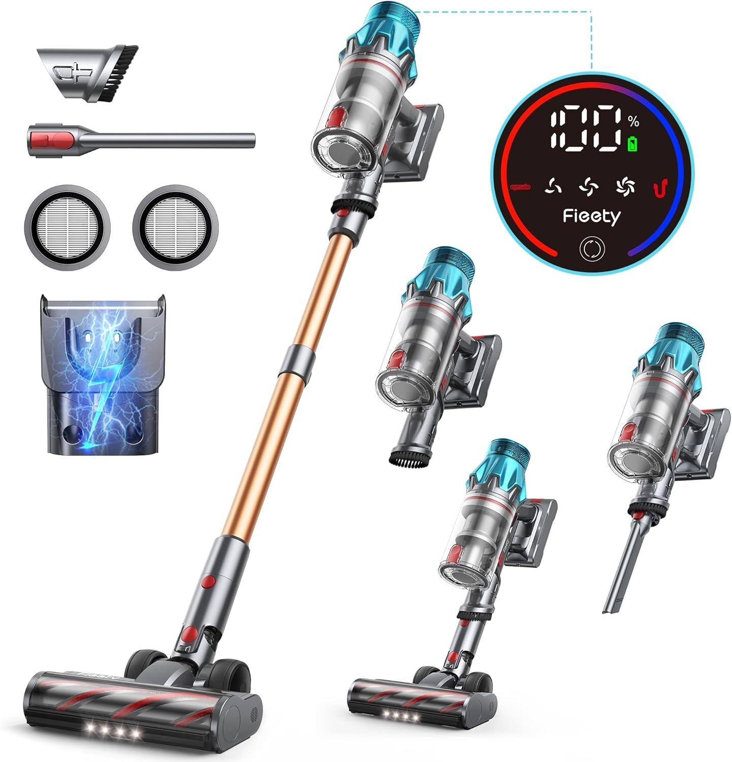 Aspirateur sans fil 550W avec écran tactile intelligent et finition premium
