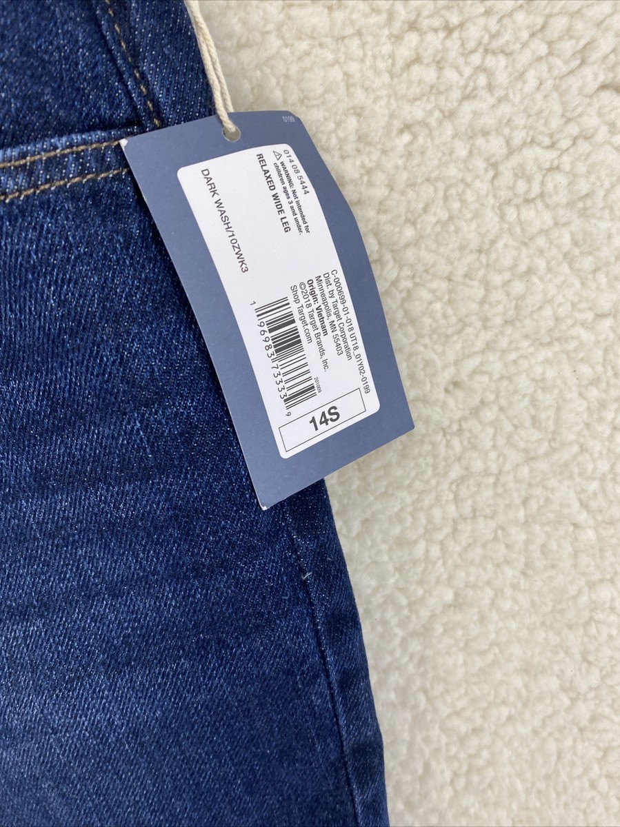 アン Women's High-Rise Wide Leg Jeans - Universal Thread Dark Wash 14