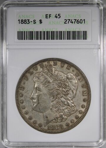 1883-S Morgan Dollar ANACS XF45 KEY DATE COIN $1 Soapbox Holder Crusty - 第 1/2 張圖片