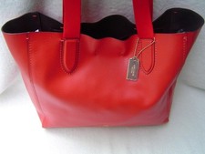 AUTHENTIC COACH RED LEATHER DERBY TOTE #58660  EUC/LN