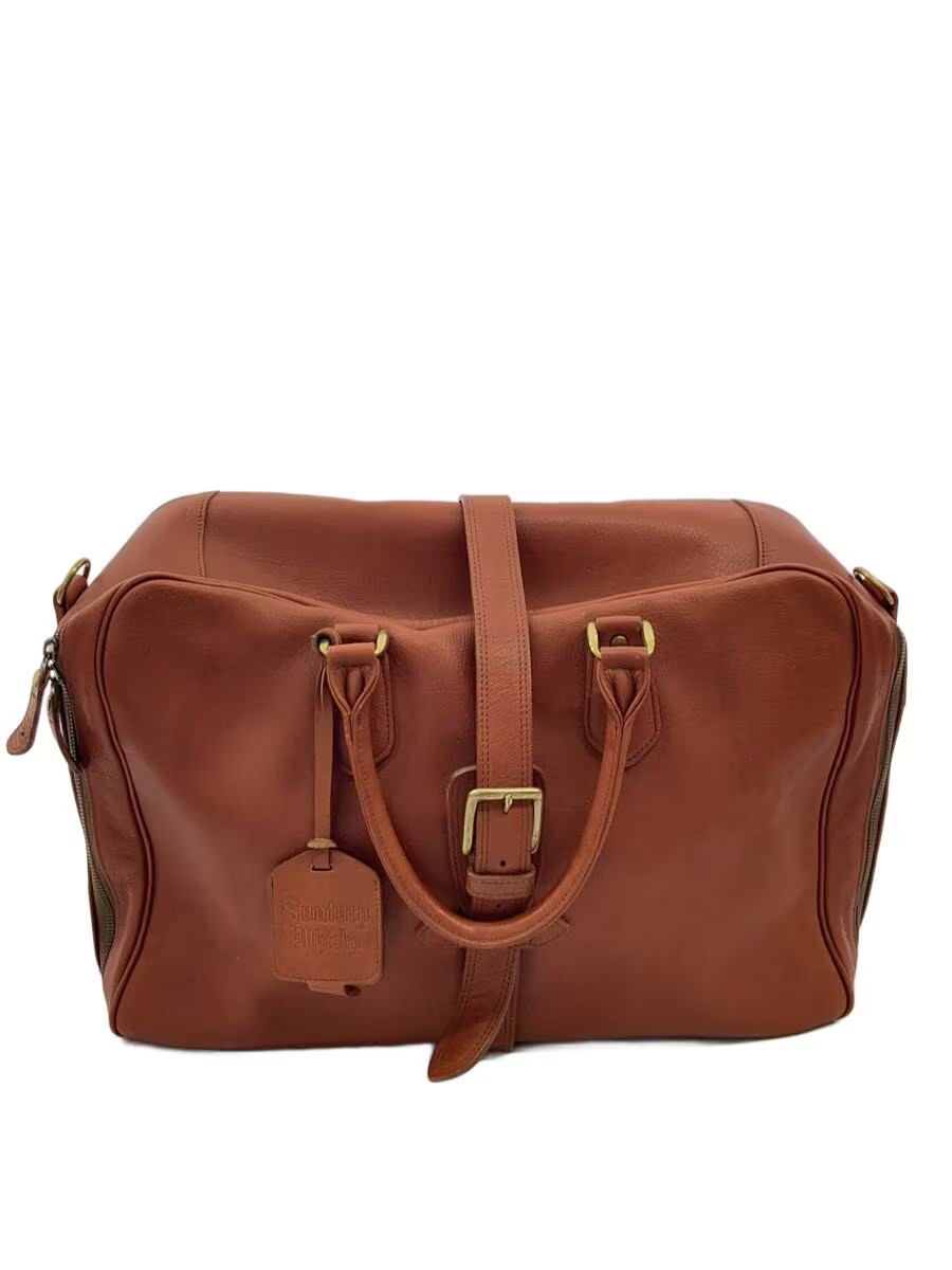 PORTER Boston bag, leather, BRW, plain.