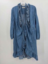Pre-Owned Madewell Blue Size Medium Wrap Short Long Sleeve Dress