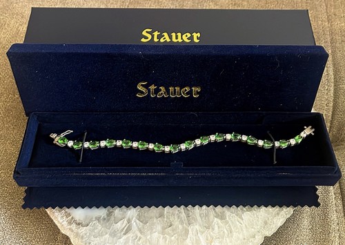 Stauer: Sterling Silver Helenite and Diamond Aura Bracelet