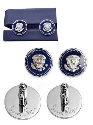 President Ronald Reagan Silver Blue Cobalt VVIP Presidential Cufflinks