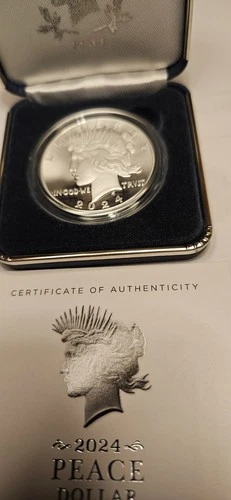 2024-S $1 Proof Peace Silver Dollar w/ Box, OGP & COA