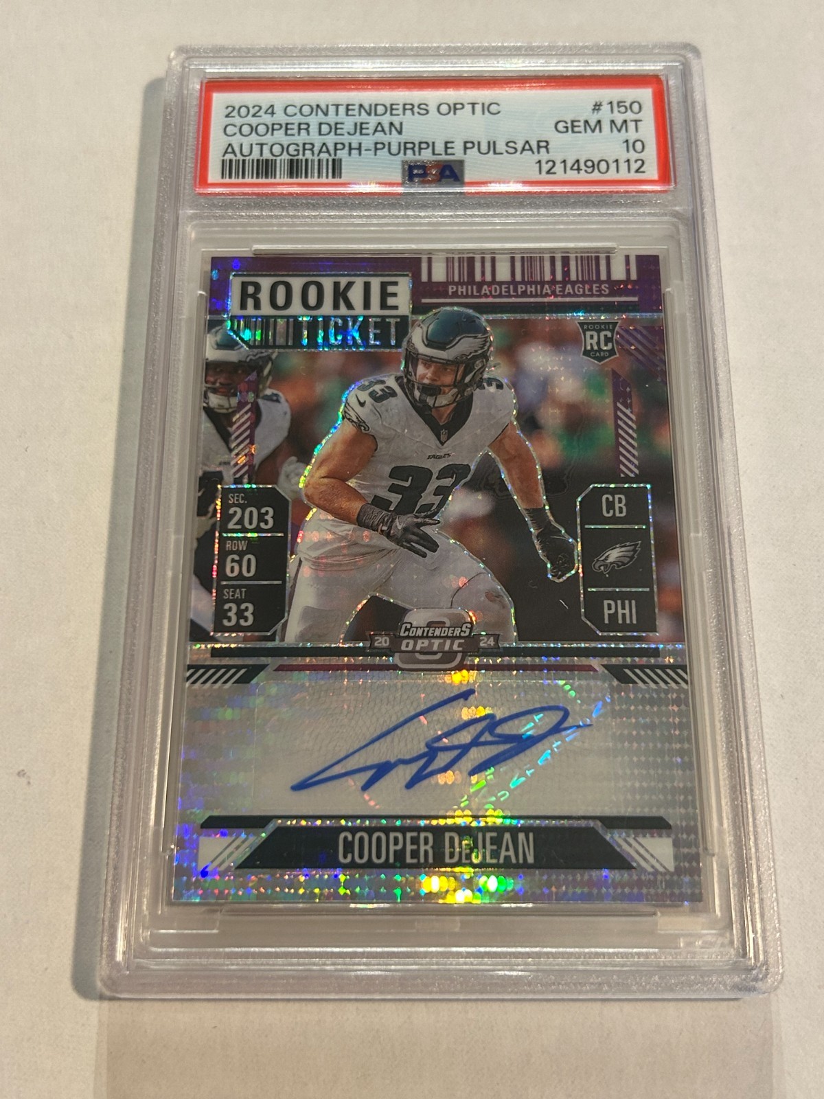 Cooper DeJean Panini Contenders Optic #150 Autograph-Purple Pulsar