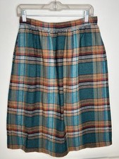 Vintage Kensington Square USA Green Plaid Skirt Zip Size Tag 13/14