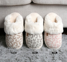 ComfyLuxe Leopard Pattern Faux Fur Mule Slippers