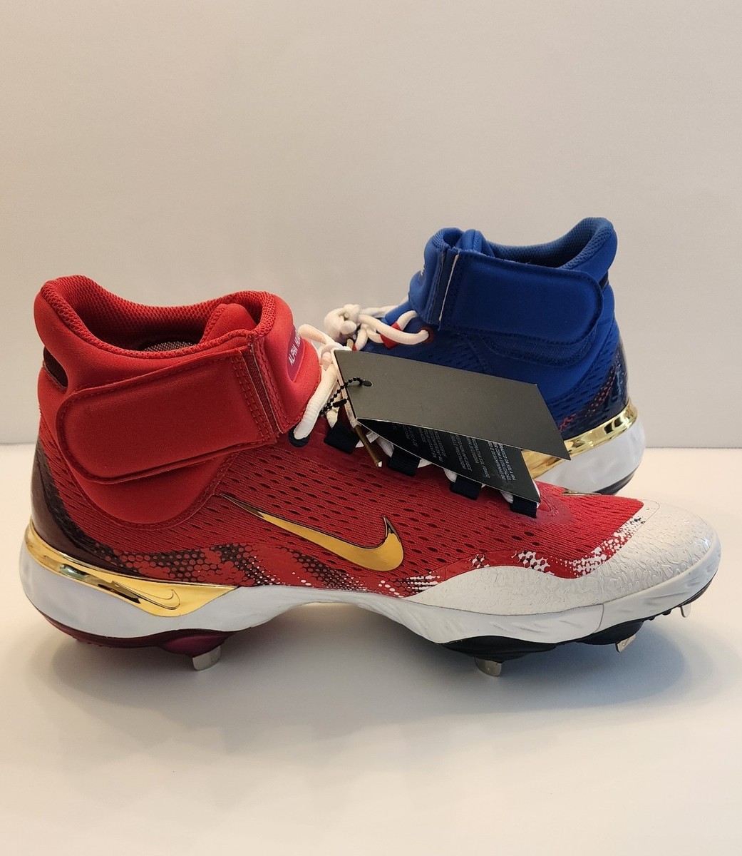 Nike Alpha Huarache Elite 4 Mid PROMO PE USA Red Blue Gold Size 12