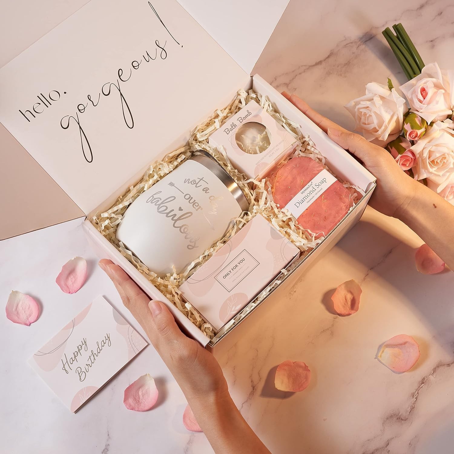 Birthday Gifts for Women, Happy Birthday Bath Set Gift Basket, Unique Spa Gift