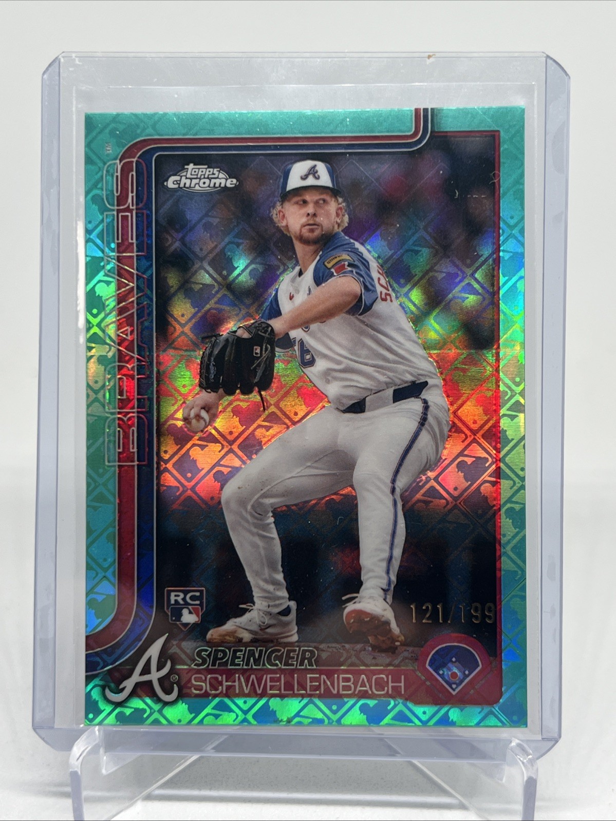 2025 Topps Chrome Logofractor- Spencer Schwellenbach #203 Aqua Refractor /199