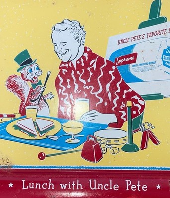 1950s advertising tray for supreme bread  Uncle Pete  17.5  X 12.75 