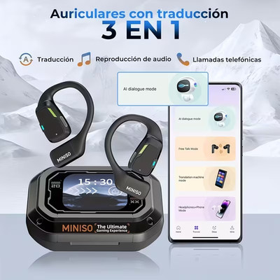 MINISO M98 KI Open-Ear Kopfhörer mit 135 Sprachen & HD Display