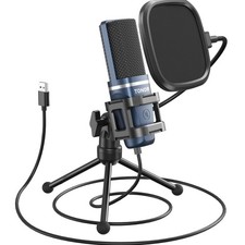 Professional Cardioid USB Microphone with Tripod for PC Gamers  Podcasters