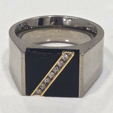 Men's Titanium 14k  Black Onyx Signet Ring w/ 7 Diamonds Size 10.5 8mm