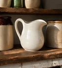 Vintage USA Pottery White Stoneware Pitcher – 8”