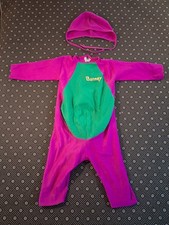 Vintage 1992 Barney The Dinosaur Zip Up Unfooted Tail Pajama Lyons 1-2 Yrs  Hat