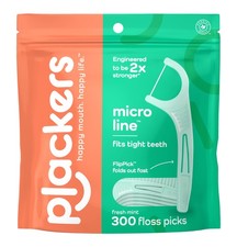 Plackers Micro Mint Dental Floss Picks, Fresh Mint, 300 Count