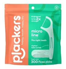 Plackers Micro Mint Dental Floss Picks, Fresh Mint, 300 Count