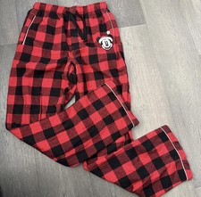 Disney Parks Pajama Pants Mens Small Red Plaid Mickey Mouse Christmas Flannel